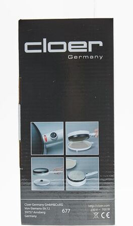 Акумуляторна для тонких млинців, 700 Вт, поверхня для випічки діаметром 18,5 см Одинарна, 677 Crpe-Maker -