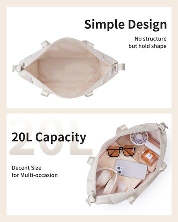 Ручна поклажа Narwey Ryanair 40x30x20, Маленька спортивна сумка для подорожей, Ручна поклажа, Сумка для літака для жінок, Дорожня сумка Weekender Men 20L (Бежева) Бежева 40 x 25 x 19 см