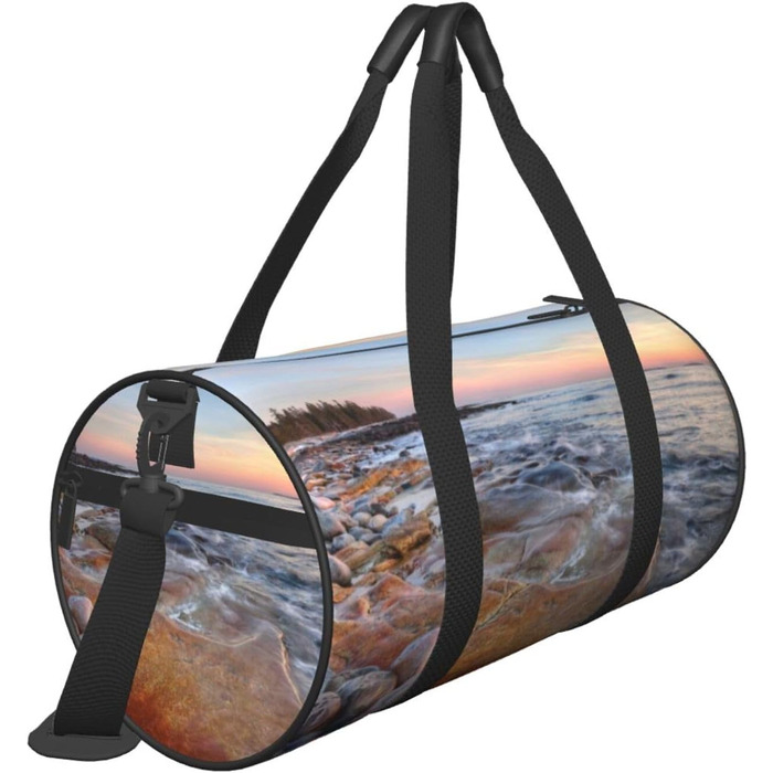 Спортивна сумка для подорожей, пляжу та відпочинку Мауї. Чорна сумка-органайзер з принтом Захід сонця на Гаваях, універсальний розмір.