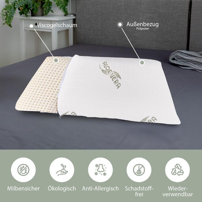 Ортопедична подушка для підтримки шиї з в&39язкопружної гелевої піни та чохла з алое вера - дихаюча подушка, подушка для сну для підтримки шийного відділу хребта та полегшення болю в шиї для дітей та тих, хто спить на животі (70x42x10 см) В&39язкопружна г