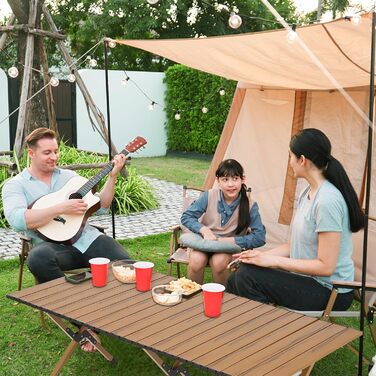 Складаний кемпінговий стіл HAUSPROFI, складний стіл вантажопідйомністю 100 кг, портативний кемпінговий стіл із сумкою для пікніків, приготування їжі, саду, походів, подорожей, балконного столу, столу для пікніка, садового столу, 116x60 см, коричневого кол