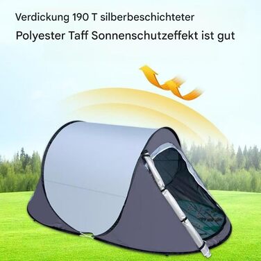 Складаний намет - Foreign Water of Cent Намет Parra 1 O 2 Persons з сонцезахисним тентом Миттєвий сімейний притулок CN з автоматичним встановленням Зовнішнє зберігання тенту