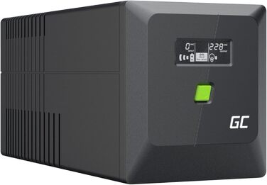 ДБЖ Greencell 1000VA 700W PowerProof з РК-дисплеєм ДБЖ чистої синусоїди, надійний захист живлення, захист від перенапруги, аварійне джерело живлення для побутової техніки, USB/RJ45, 4 шт. Schuko