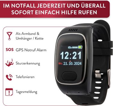 Годинник для людей похилого віку tellimed Solino PRO 4G GPS з функцією телефону, слотом для SIM-картки та без підписки - просте керування та максимальна безпека - Годинник для людей похилого віку з кнопкою екстреного виклику для людей похилого віку та дор