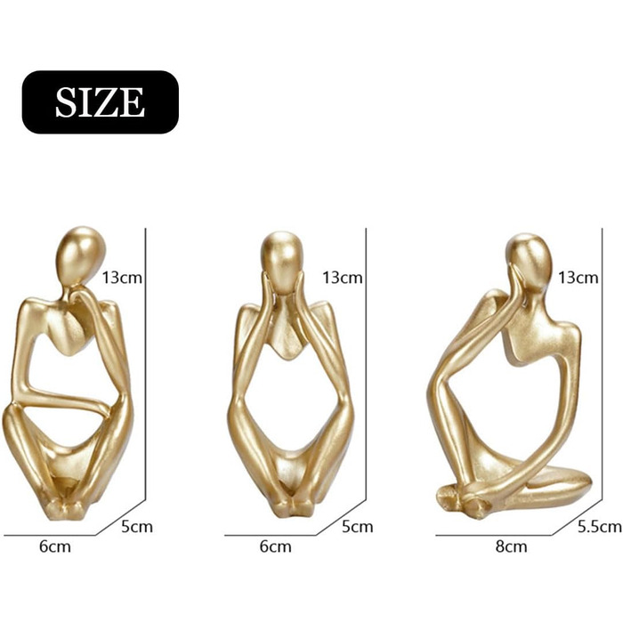 ТРИ ЛЮДИ Декоративні фігурки, декоративна вітальня, прикраса домашнього магазину, сучасні скульптури абстрактного мистецтва, прикраса офісу, полімерна смола, подарунок (золото)