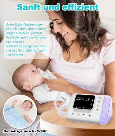 Електричний назальний аспіратор WADEO Baby з дезінфекційною камерою та 9 регульованими рівнями всмоктування, електричний назальний