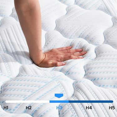 Матрац Coolvie 90x200 см Ортопедичний матрац H3 з 7-зонними пружинами Pocket Spring, висота 20 см Матраци з гелевим пінним покриттям з ефектом пам&39яті для сну на боці та на спині, сертифікований Oeko-Tex 90x200x20 см