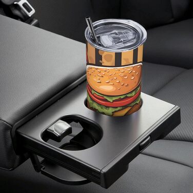 Кухоль з прямою трубочкою, мультяшний дизайн, великі бургери, принт, дорожній кухоль, підходить для кемпінгу, офісу та дому, 590 мл