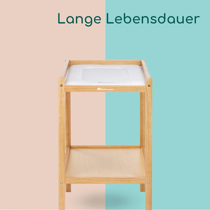 Пеленальний столик для немовлят, 012 місяців (11 кг), включаючи пеленальний килимок, водонепроникний, легко чиститься, перевірено на безпеку, легкий доступ для дитини, відділення для зберігання, легке складання, натуральне дерево