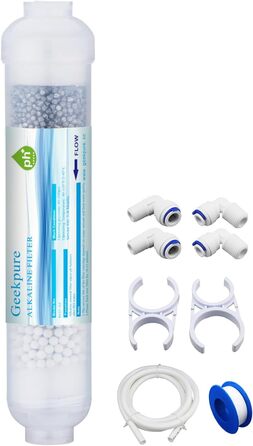 Дюймовий рядний 6-ступеневий фільтр для лужної води pH для системи зворотного осмосу - підключення 1/4 дюйма, 10-