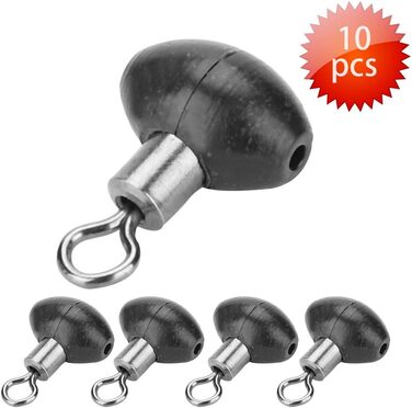 Фунтів, 10 Pieces Fishing Swivel Zip Tackle Barrel Slider Bead Swivel Roley Line Rig Fishing Rod Black Monofilament 10