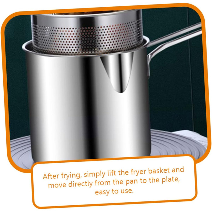 Комплект фритюрниці з нержавіючої сталі для дому Міні-сковорода Портативна плита Кошик для фритюрниці тако Японська фритюрниця темпура Маленька глибока фритюрниця Кошик для фритюрниці з горщиком, 1