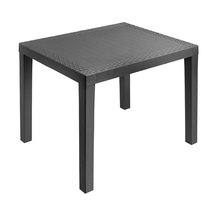 Прямокутний пластиковий садовий стіл Spetebo, антрацит - 78 x 72 см - кемпінговий стіл з декором під ротанг - балконний стіл, стіл для патіо, вуличний садовий стіл, стійкий до атмосферних впливів