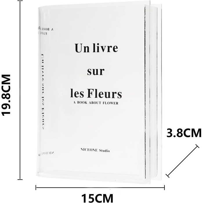Книжкова ваза Kingbar, ваза для тюльпанів, прозора ваза для квітів, акрилова ваза для книг, прозора ваза для квітів, прикраса столу, вітальня для квіткових композицій і прикраси будинку, Clear-B