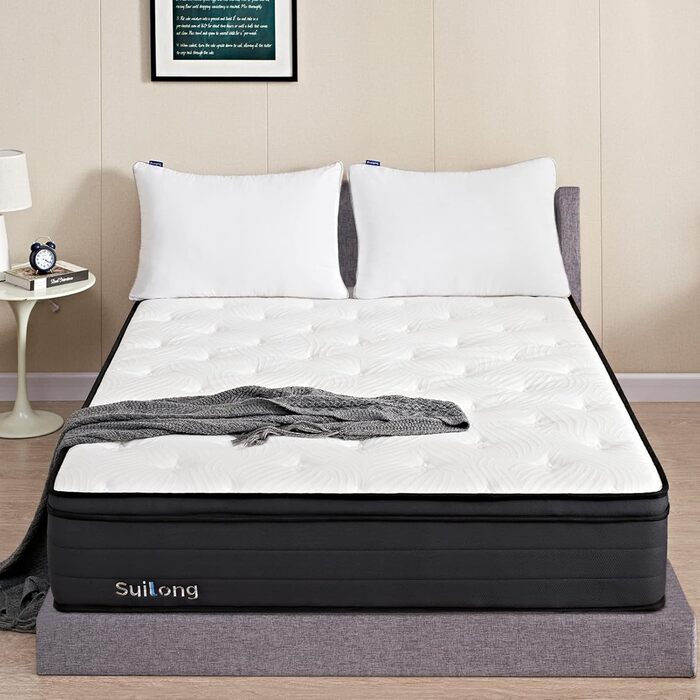 Матрац Suilong Luxury Premium 140x200x30см Жорсткість H3 H4, Виготовлено за німецькими стандартами якості, пружинний матрац з 1000 кільцями кишенькової форми Полегшує біль у спині та попереку - 7 зон H3 140x200x30см