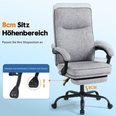 Ергономічне офісне крісло Storeo Imp, до 150 кг, тканина, сірий