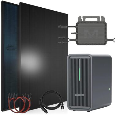 Балконна електростанція SUNNIVA 920 Вт з накопичувачем 2,24 кВтгод Marstek B2500-D, двофазна розетка FULLBLACK, комплект фотоелектричної сонячної системи з накопичувачем сонячної енергії, 2 двосторонні модулі скло-скляні N-типу потужністю 460 Вт 920/800 В