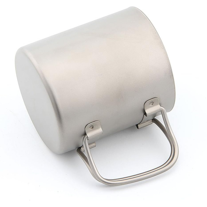 Мл-600 мл Двостінна титанова ізольована кружка з титановою кришкою, чашка для води, складна ручка, посуд для кемпінгу на свіжому повітрі, подорожей, столові прибори Ti3351-220 мл, 220