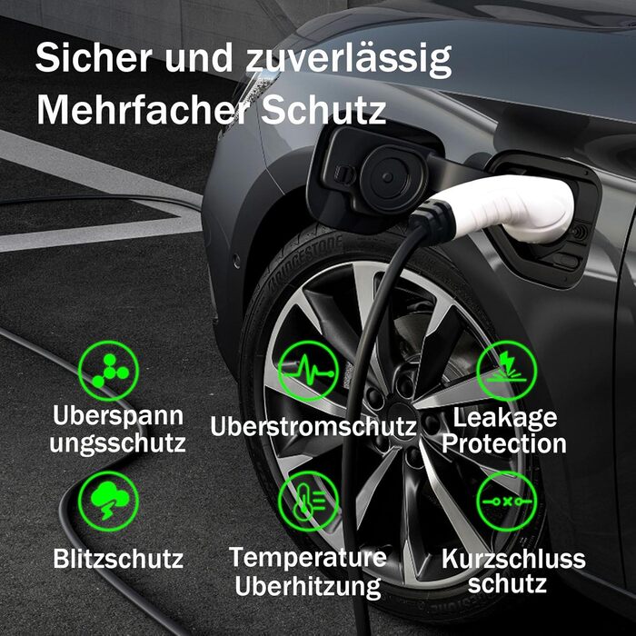 Зарядний кабель типу 2 CEE 11кВт, 7M EV зарядний кабель типу 2, регульований струм 8A/10A/13A/16A, 3-фазний портативний зарядний п