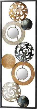 Металевий фотошпалери Kobolo настінне оздоблення металевий малюнок - з кільцями, колами та дзеркалами - 90x31 см