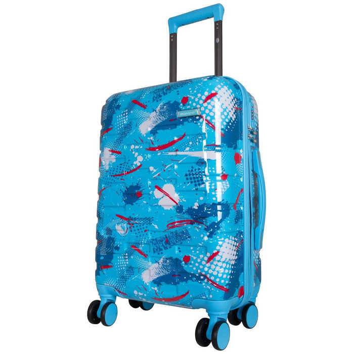 Валіза-тролей Cespara з твердим корпусом для ручної поклажі, з сучасним малюнком - колір світло-блакитний - розмір M