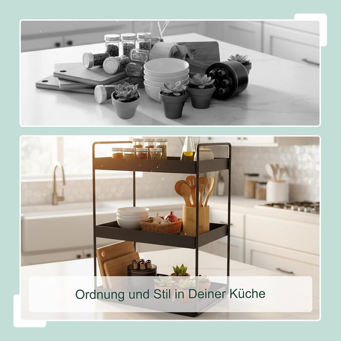 Стійка для спецій Relaxdays, 3 яруси, компактна, кухонний органайзер, висота та ширина 44 x 26 x 18 см, органайзер для ванної кімнати, металева, чорна