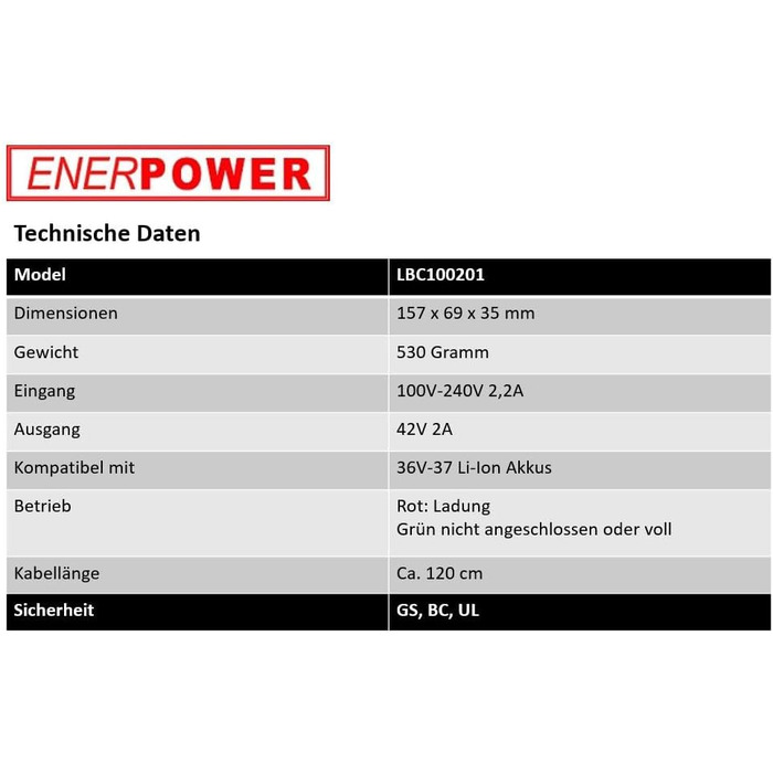 Зарядний пристрій Enerpower Li-Ion 36V замінює Derby Cycle Impulse 2A -XLR-4 для Kalkhoff