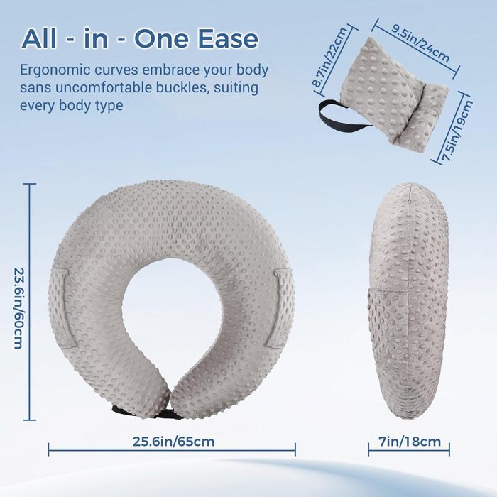 Подушка для читання INFANZIA для ігор, подушка для підтримки підлокітників, U-подібна подушка для колін з бічною кишенею для ліжка та дивана, компактна ігрова подушка з підтримкою планшета для читання, в&39язання гачком, робочий сірий колір