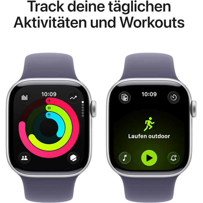 Розумний годинник Apple Watch Series 11 GPS 42 мм зі сріблястим алюмінієвим корпусом та спортивним ремінцем кольору туманно-фіолетового (S/M). Оцінка сну, фітнес-трекер, відстеження здоров&39я, завжди ввімкнений дисплей, водонепроникність. Корпус S/M 42 м