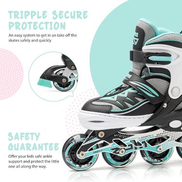 Роликові ковзани Cytia рожевого/фіолетового кольору для дітей з підсвічуванням світлодіодних колес, веселі миготливі роликові ковзани для початківців для дівчаток з регульованими ремінцями для жінок та чоловіків, A-зелений S - Маленькі діти (EU 28-31), 2P