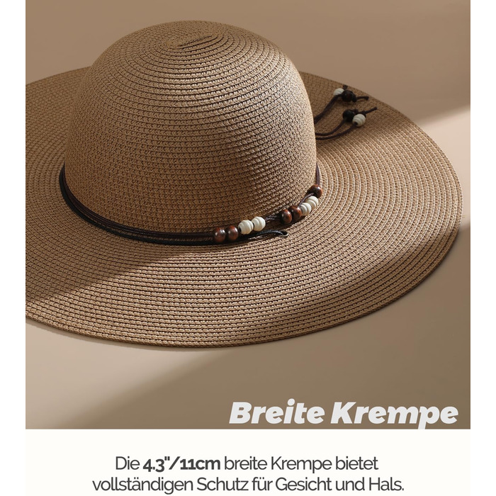 Жіночий солом&39яний капелюх Creekstone, капелюх із широкими полями, захист від сонця UPF 50, складний літній пляжний капелюх із вітровою стрічкою, колір M, хакі