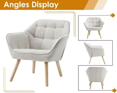 Крісло Chairus з м&39якою тканиною, лляне, одномісне, диванне, крісло для вітальні, сучасне крісло з дерев&39яними ніжками (бежевий-1) 80*73*79 см () бежевий-1