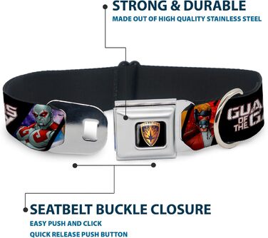 Нашийник для собак Buckle-Down з застібкою типу безпечний ремінь, Guardians of the Galaxy, 5 фігурок, набір позуючих блоків, ширина 2,5 см, підходить для обхвату шиї 27,943,2 см, розмір M. Ширина 2,5 см - підходить для обхвату шиї 27,9-43,2 см - Розмір M.