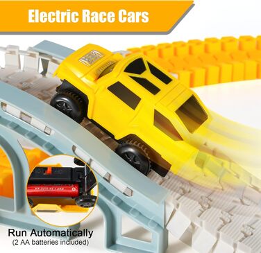 260pcs Car Racing Track 6 Cars Excavator Toy from Toy Cars Highway from 3 4 5 6 Years Boy Girl, Flexible Track Crane Games, Electr