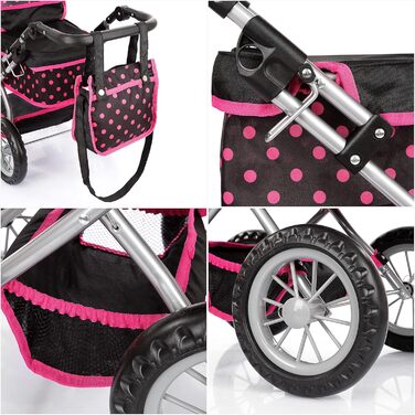 Коляска для ляльок Kinderplay від 2 років, лялькова коляска - легка і стійка конструкція, регулюється по висоті від 33 до 63 см, K