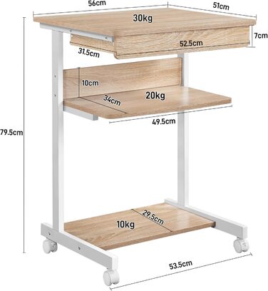 Комп&39ютерний стіл Yaheetech, офісні меблі, ПК-стіл, офісний стіл, робочий стіл з дерева та сталі з полицею та шухлядою, 79 x 56 x 51 см, дуб