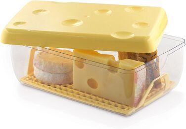 Контейнер для сиру з кришкою, 3 л, 26 x 17 x 10,5 см, для зберігання в холодильнику, контейнер для продуктів з решіткою для свіжості, сирниця, виготовлено в Італії - новий
