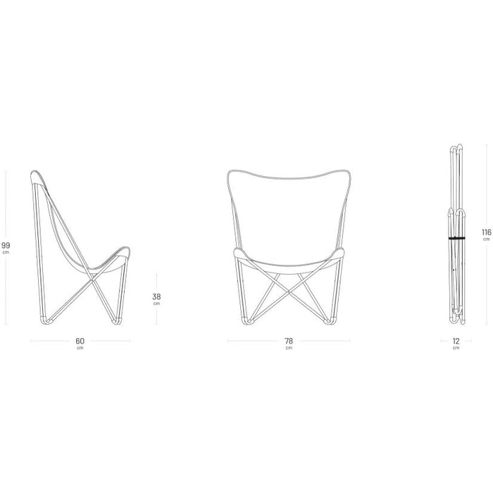 Складане крісло-метелик POP UP - Міцна та знімна тканина Batyline - Вуличне крісло для тераси, відпочинку, саду - 1 положення, Максимальний комфорт, Франція - Житньо-бежевий