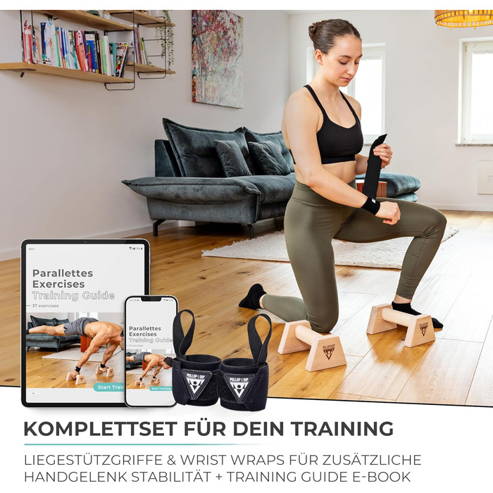 Дерев&39яні ручки для віджимань PULLUP & DIP, включаючи бандажі для зап&39ястя ергономічні ручки для стійки на руках, нековзні перекладини для віджимань, калістеніки, фітнесу та тренування верхньої частини тіла