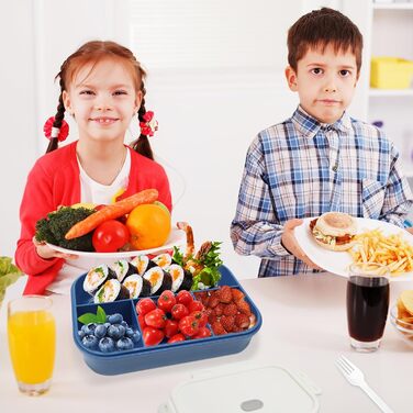 Ланчбокс дитячий з роздільниками 1400 мл, герметичний, з 4 відділеннями та приборами