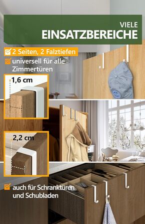 Дверні гачки 4smile - набір з 10 шт. , білі - дверні гачки з нержавіючої сталі для підвішування, універсального використання, двер