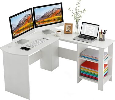 Комп&39ютерний стіл Офісний стіл з тримачем для навушників та сумкою для зберігання Невеликий стіл для навчання Дерев&39яний ПК стіл Офісний стіл для домашнього офісу 51 дюймів білого кольору