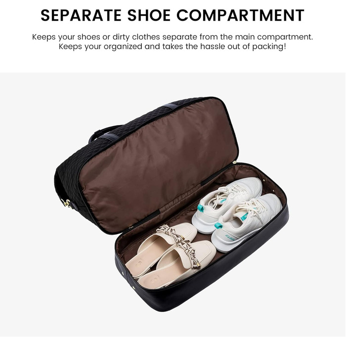 Жіноча дорожня сумка Sucipi, сумка для вихідних, сумка для лікарні, сумка для пологів, сумка для мами, велика водонепроникна спортивна сумка, дорожня сумка з відділенням для взуття та вологим відділенням для авіаподорожей, тренажерний зал, кемпінг, чорний