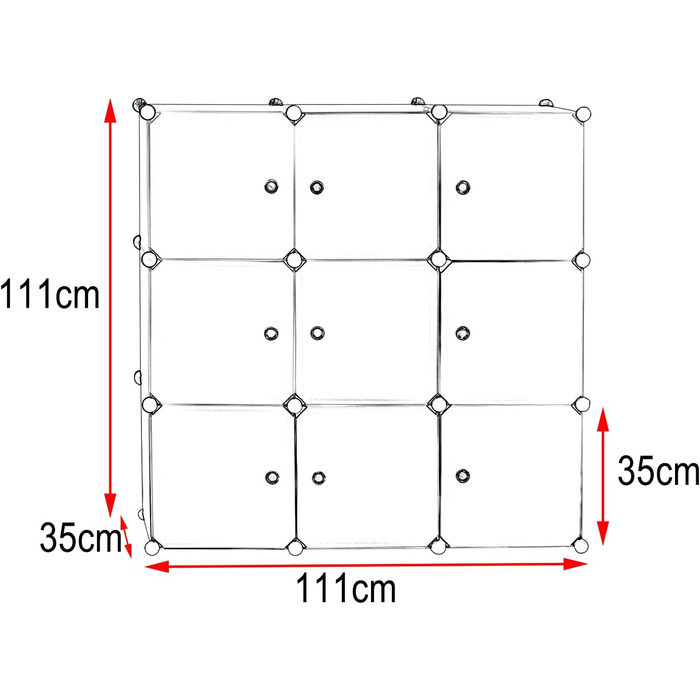 Шафа для одягу своїми руками, Система полиць, Модульний блок для зберігання, Книжкова полиця з дверима, 9 відділень, Пластик, 1137x111 см, Білий