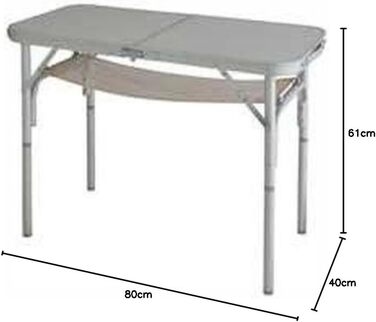 Складаний алюмінієвий кемпінговий стіл - STABIELO - Ширина 40 x 80 Довжина - 32/61 - з регульованими ніжками
