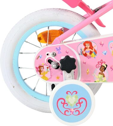 Дитячий велосипед Volare Disney Princess 12 дюймів рожевий з додатковими колесами та кошиком