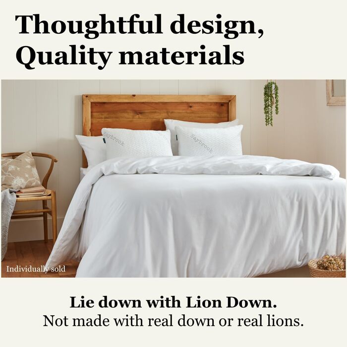 Регульована подушка-лофт преміум-класу Saybrook гіпоалергенна, чохол з бамбука, який можна прати в пральній машині альтернативний наповнювач з левового пуху з подрібненої піни з ефектом пам&39яті та мікрофібри з гелевими намистинами стандартна (26&39&39 x