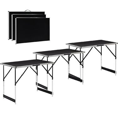 Багатофункціональні столи DIVID, комплект із 3 предметів, 100x60 см, стіл для обклеювання шпалерами, вантажопідйомність 30 кг на стіл, розкладний стіл, кемпінговий стіл, стіл для блошиного ринку, приставний столик, багатофункціональний стіл, регульована в