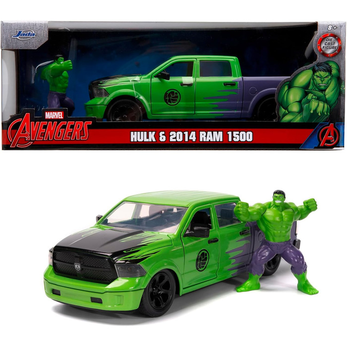 Фігурка Халка Marvel з моделлю автомобіля 2014 Dodge Ram 1500 - набір з колекційної фігурки Месників Marvel (6 см) та іграшкового автомобіля (20 см) для фанатів Marvel та дітей віком від 8 років і старше