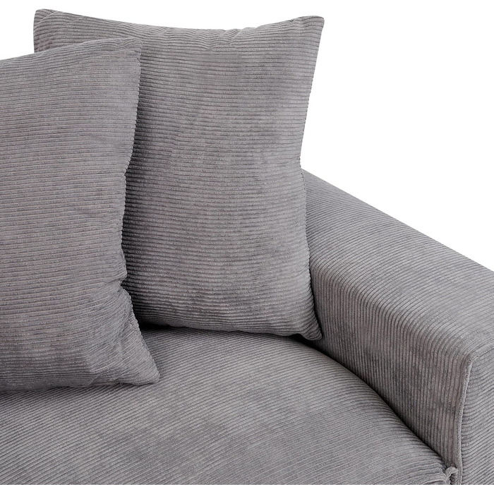 Місний диван Beliani, оббивка з темно-сірої вельветової тканини, 5 декоративних подушок, широкі підлокітники, Віскан, 3-
